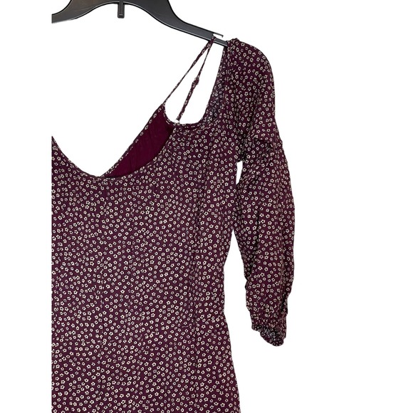 Paige Carmine Women Top Cold Off Shoulder Tie Front Ditsy Floral Dress Red Small - Picture 2 of 9